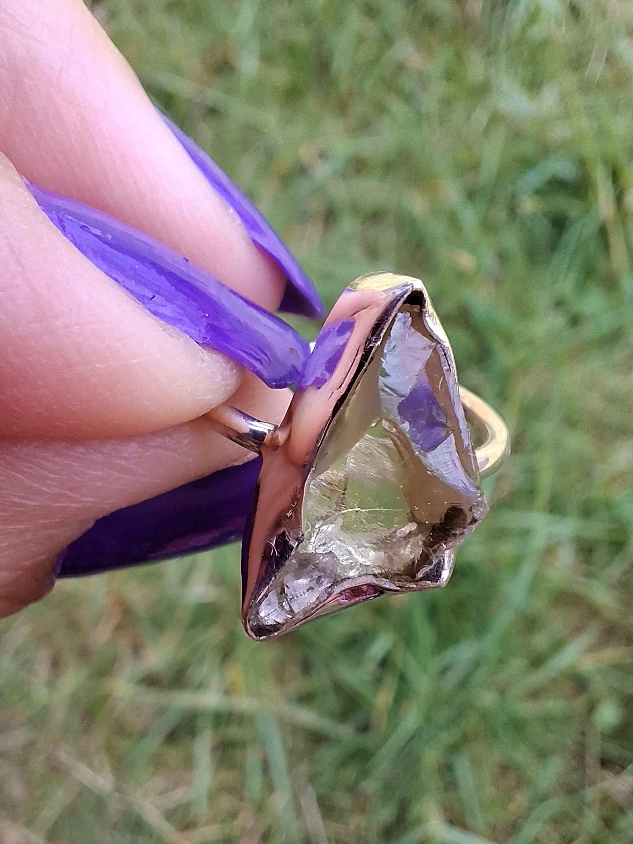 Libyan Desert Glass Ring, size large G, 925 Silver, Tektite (Ref: LR4)