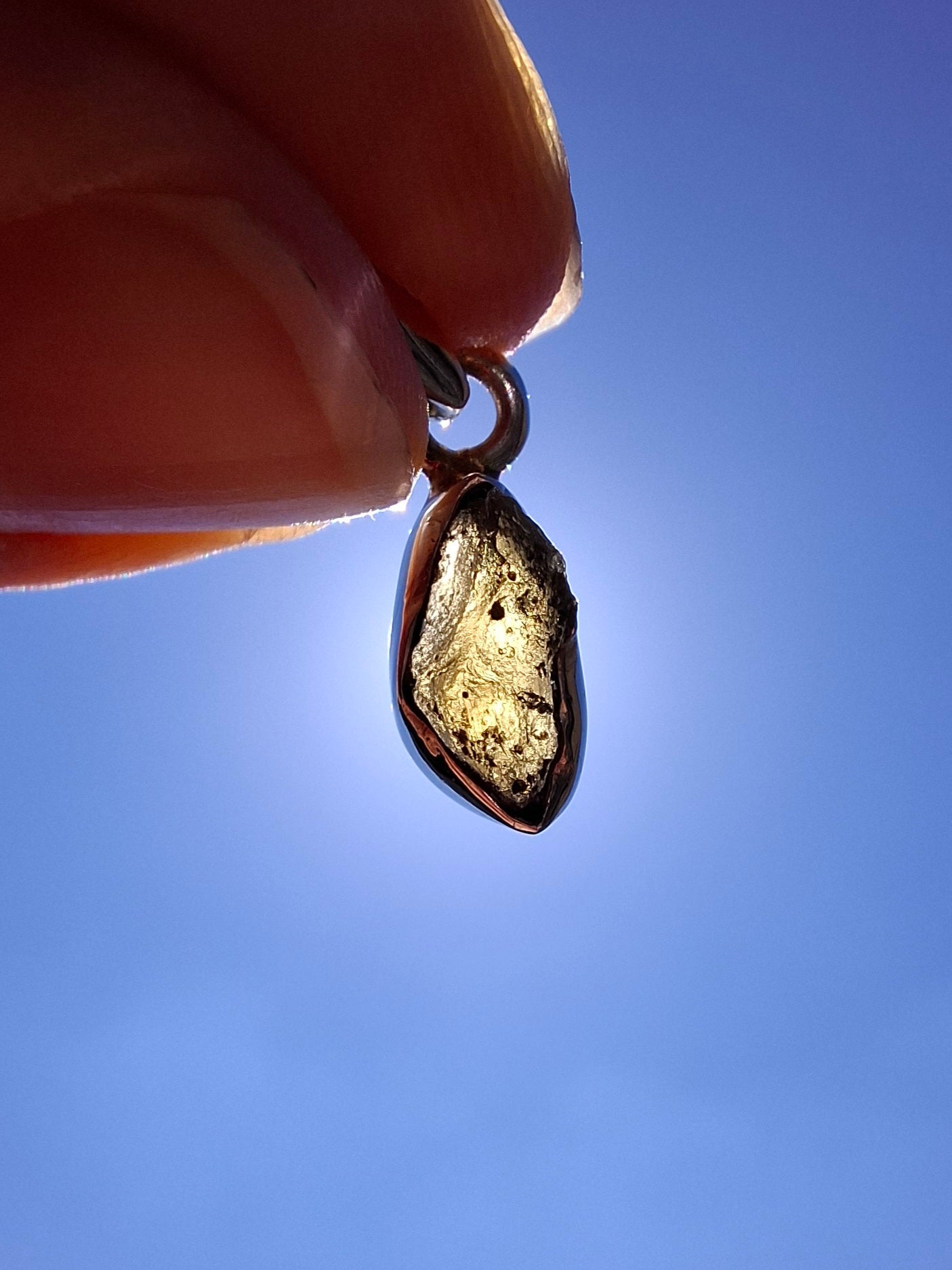 Moldavite Pendant, 925 Silver, Tektite (Ref:P41)