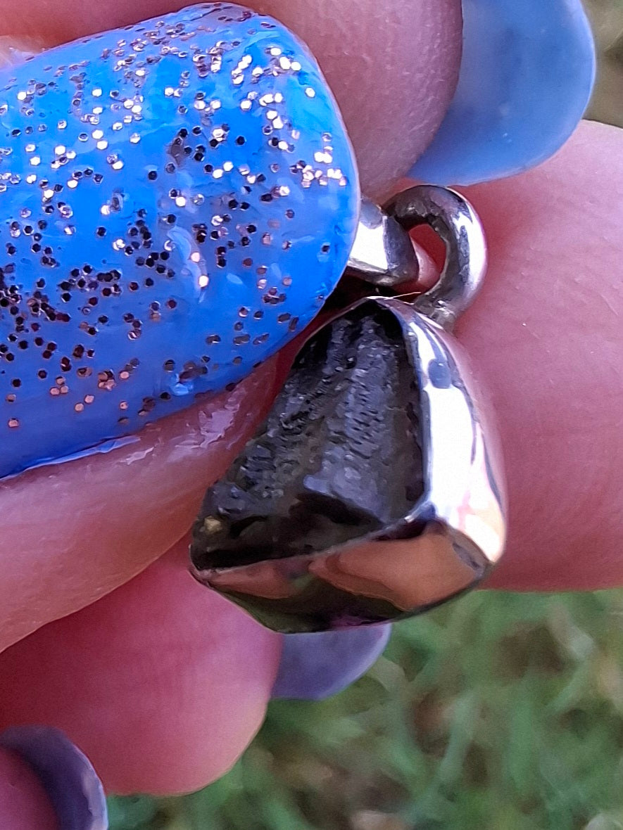 Moldavite Pendant, 925 Silver, Tektite (Ref: P55)