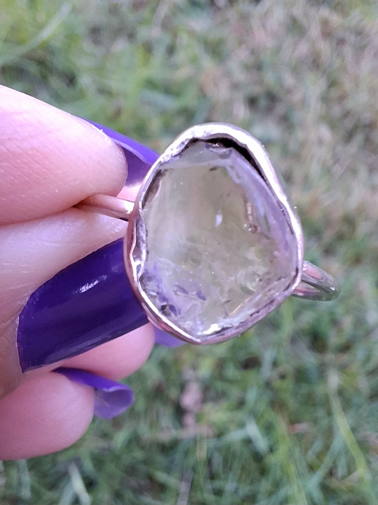Libyan Desert Glass Ring, size large R/small S, 925 Silver, Tektite (Ref: LR42)