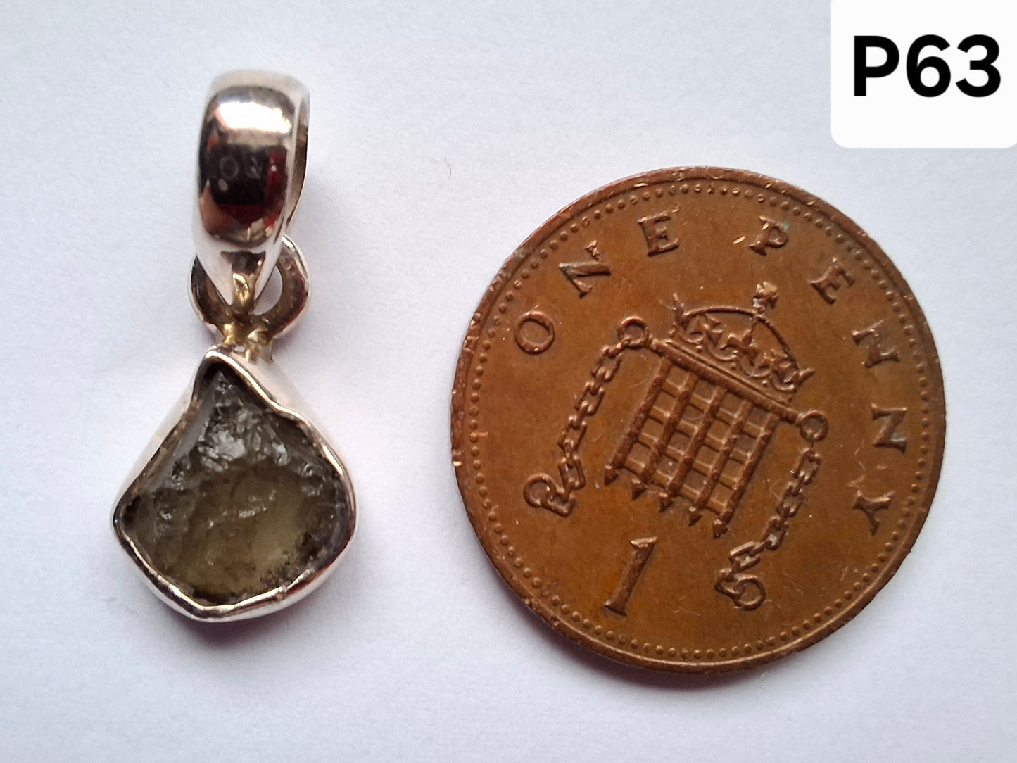 Moldavite Pendant, 925 Silver, Tektite (Ref: P63)