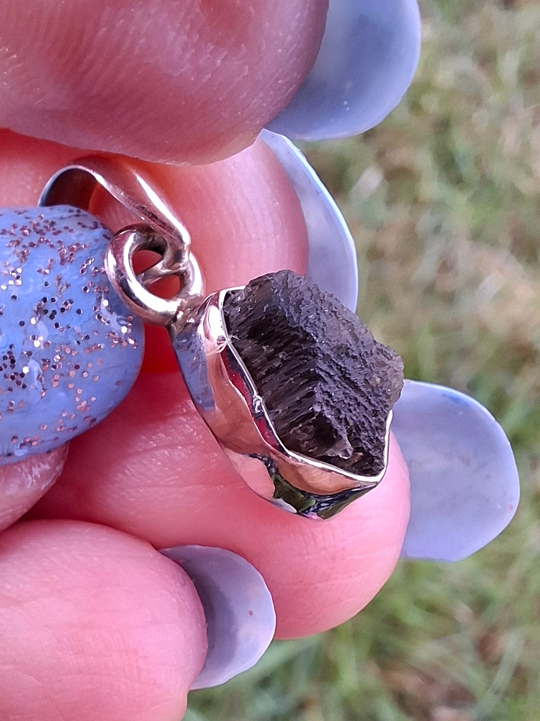 Moldavite Pendant, 925 Silver, Tektite (Ref: P58)