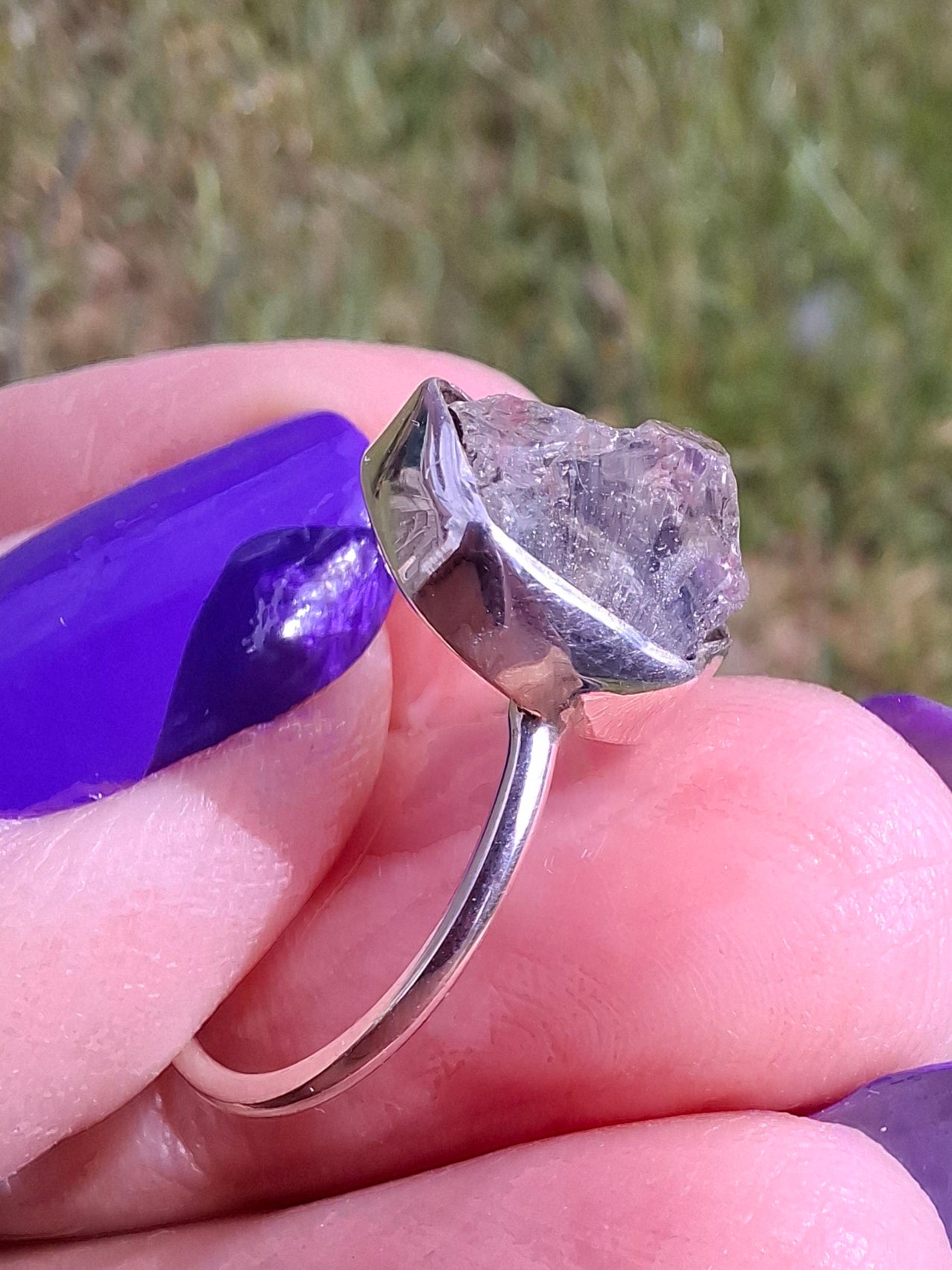 Libyan Desert Glass Ring, size large O, 925 Silver, Tektite (Ref: LR22)