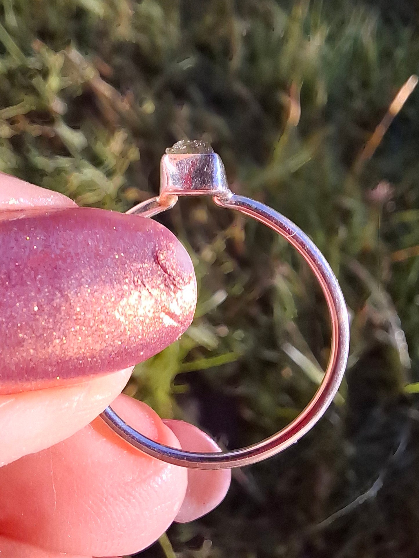 Moldavite Ring, size large R/small S, 925 Silver, Tektite (Ref: R55)