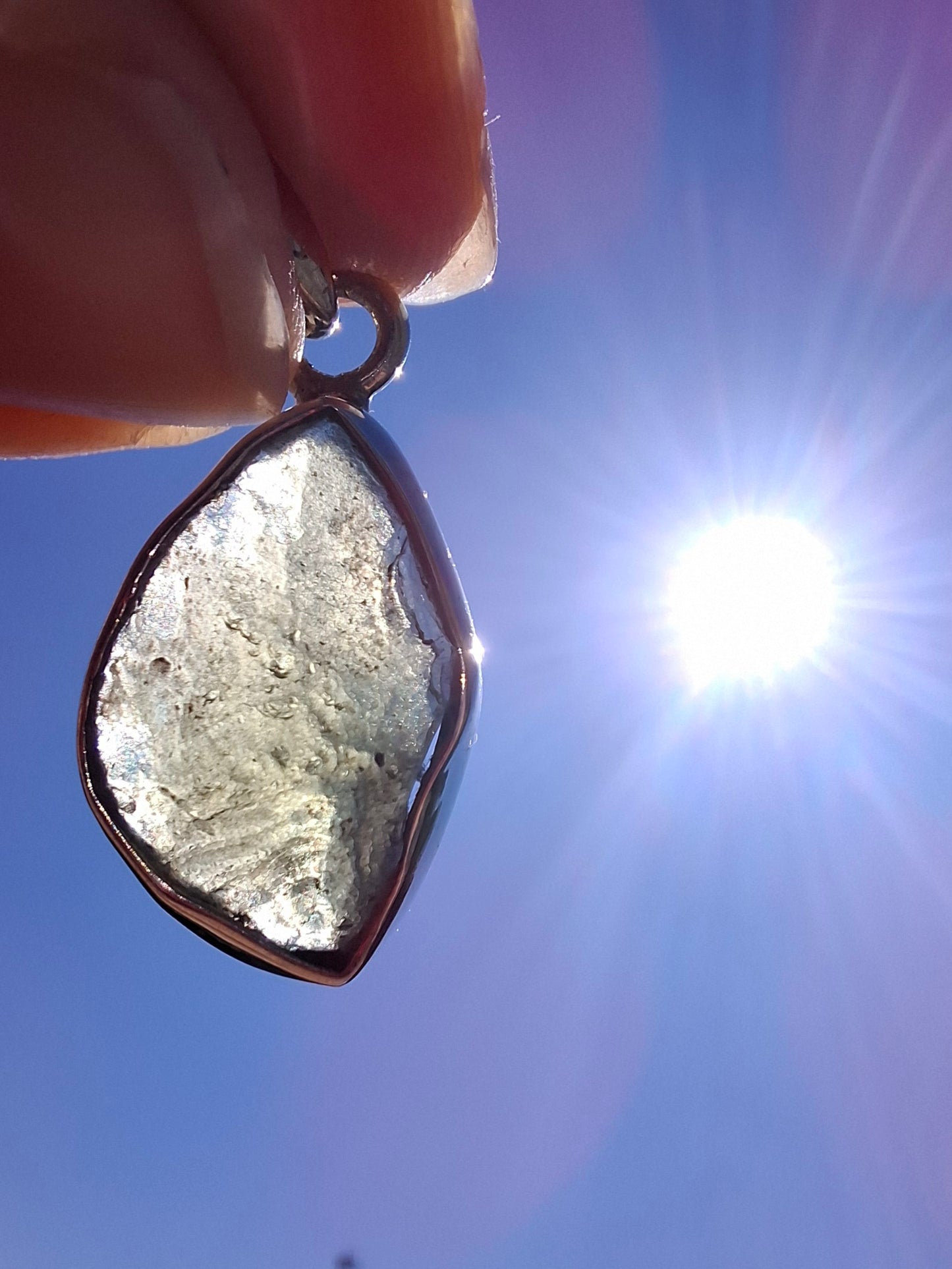 Moldavite Pendant, 925 Silver, Tektite (Ref: P10)