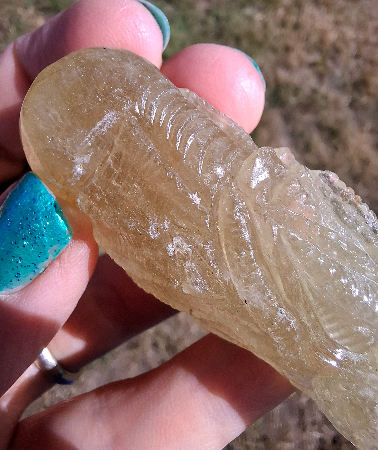 Libyan Desert Glass DRAGON HEAD carving, 48.11g, Tektite (Ref: Dragon4)
