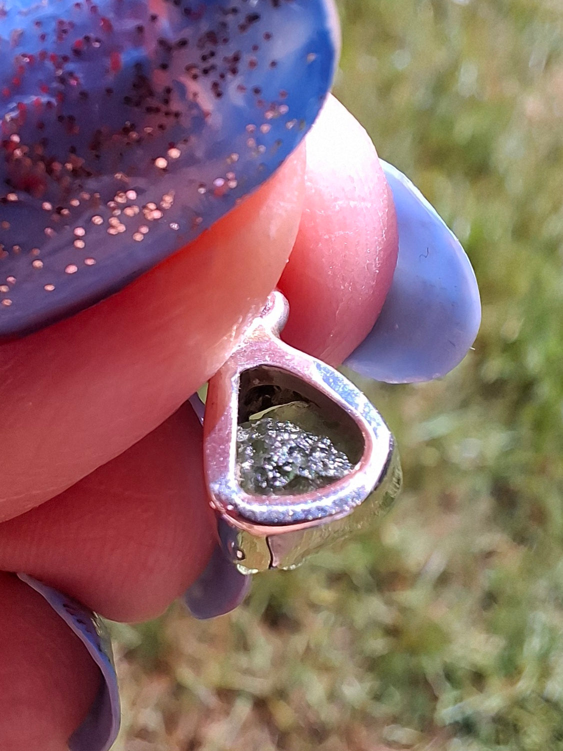 Moldavite Pendant, 925 Silver, Tektite (Ref: P66)