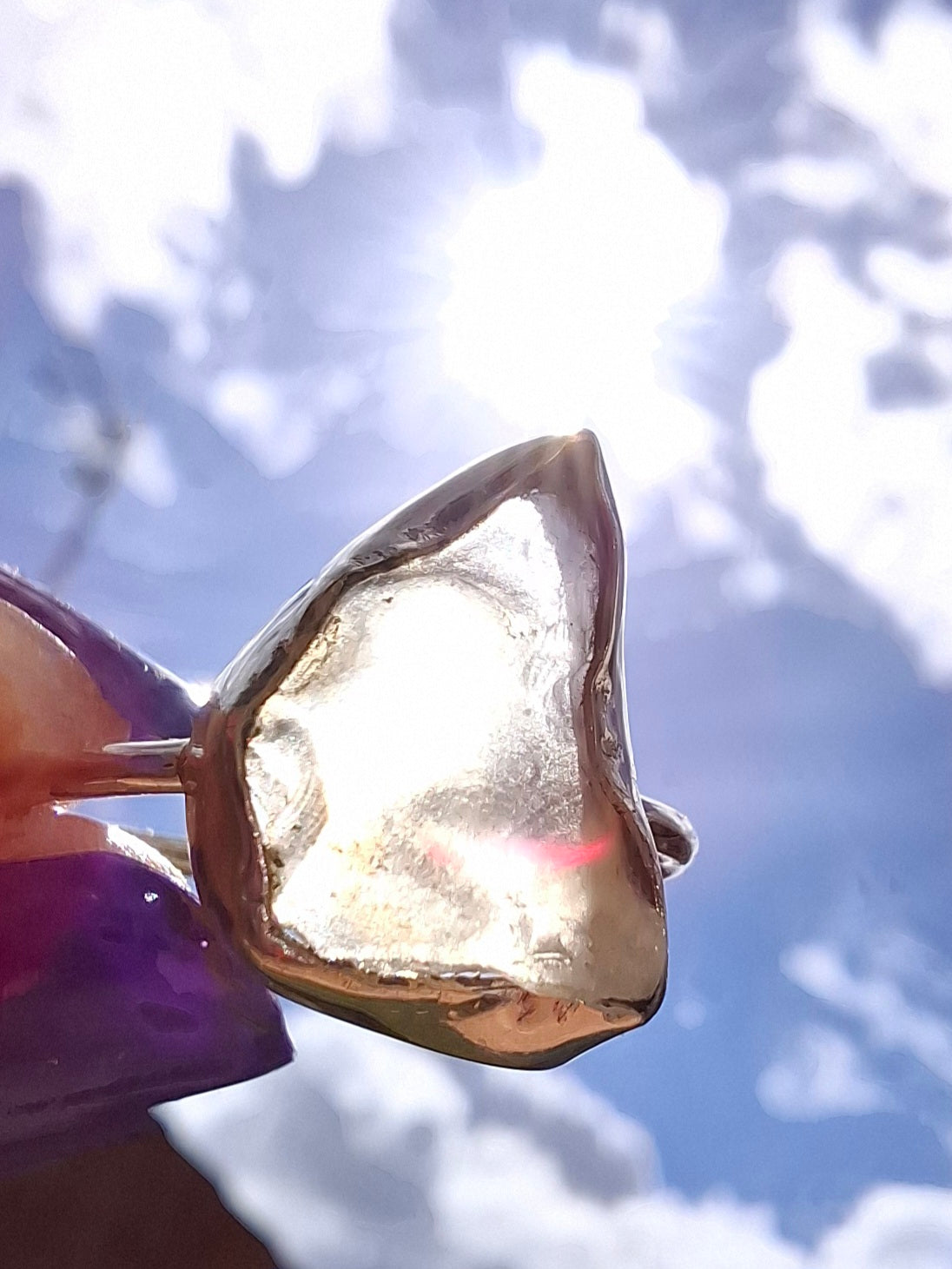 Libyan Desert Glass Ring, size large Q, 925 Silver, Tektite (Ref: LR36)