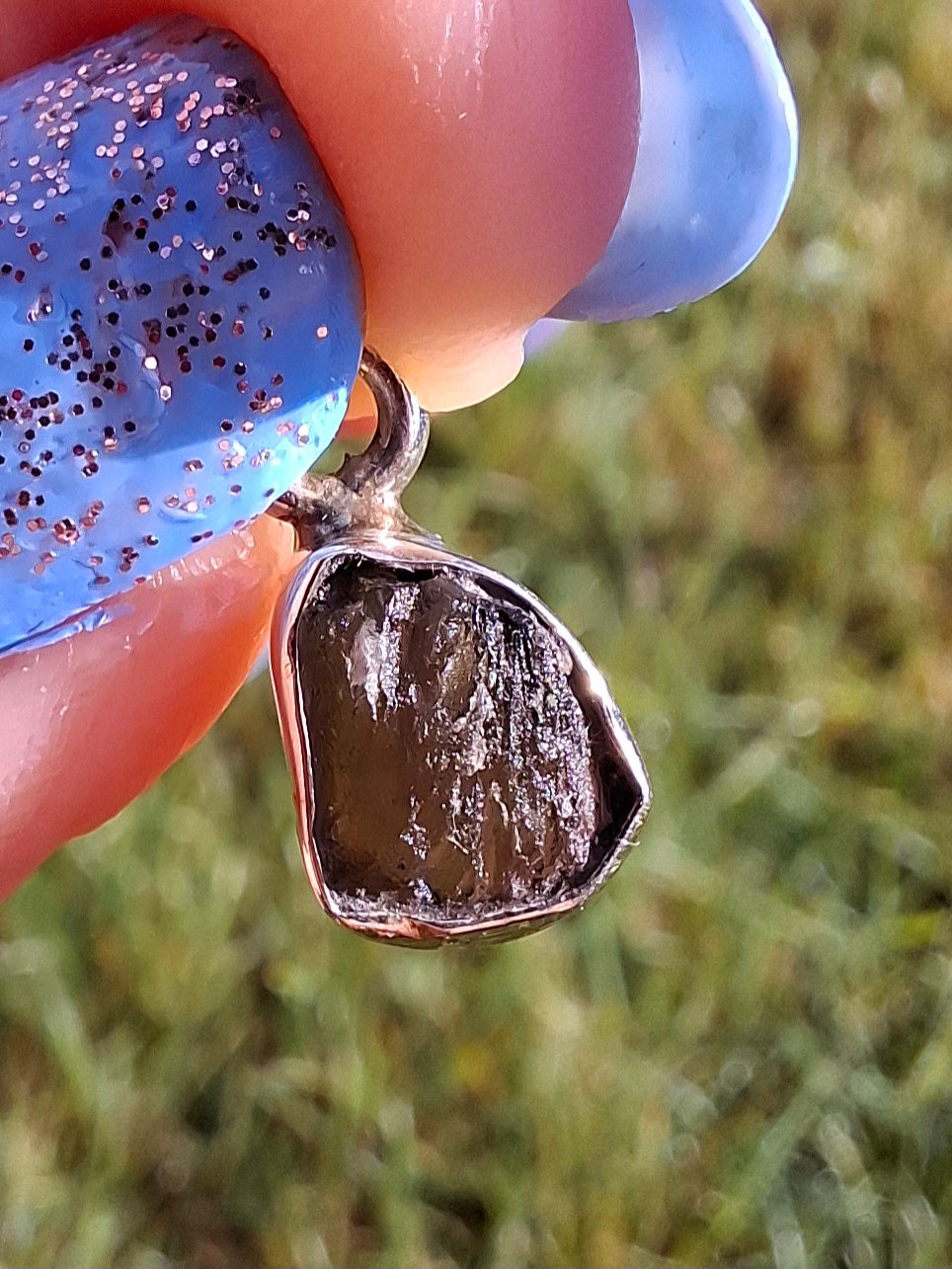Moldavite Pendant, 925 Silver, Tektite (Ref: P40)