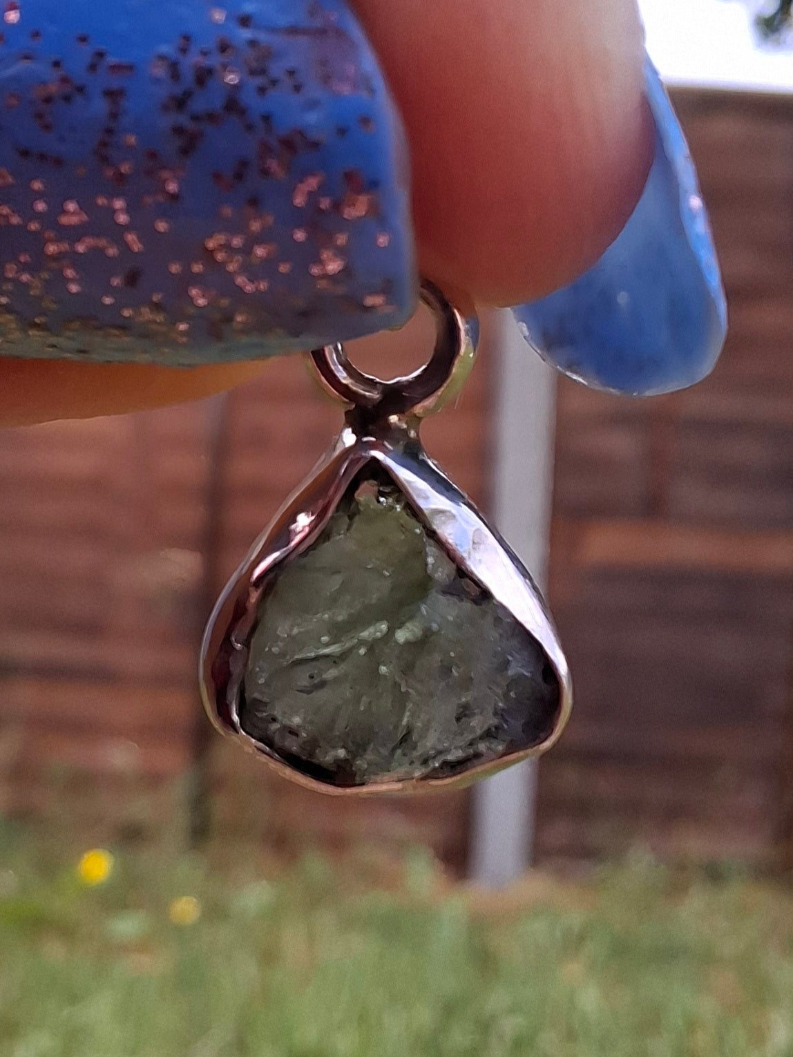 Moldavite Pendant, 925 Silver, Tektite (Ref: P69)