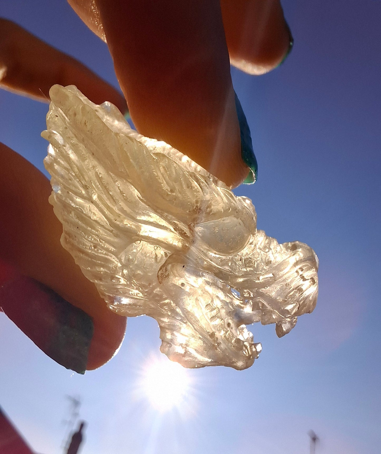 Libyan Desert Glass DRAGON HEAD carving, 9.66g, Tektite (Ref: Dragon 3)