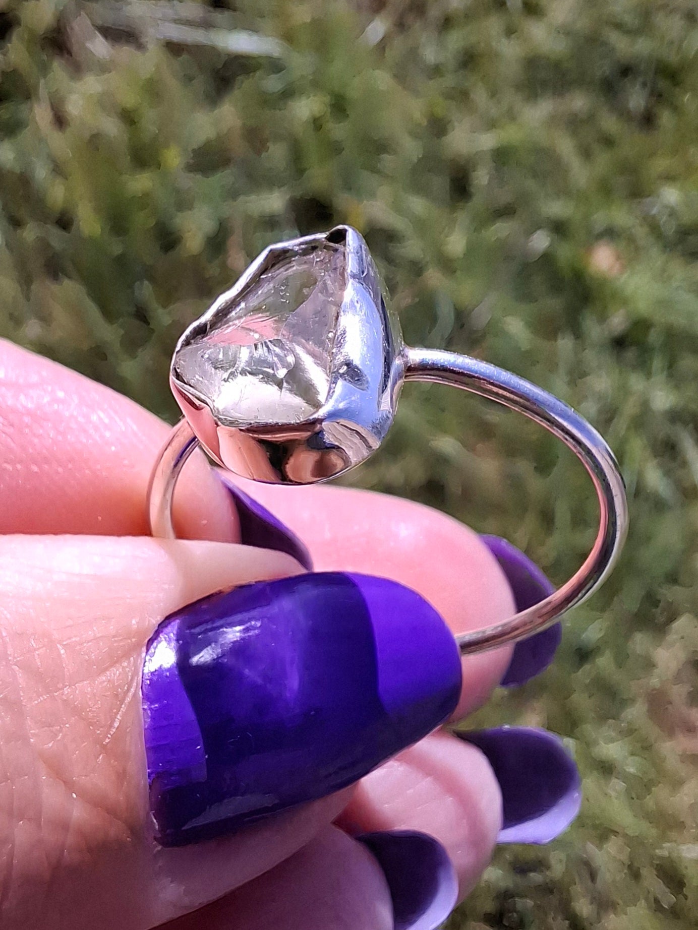 Libyan Desert Glass Ring, size large W, 925 Silver, Tektite (Ref: LR63)