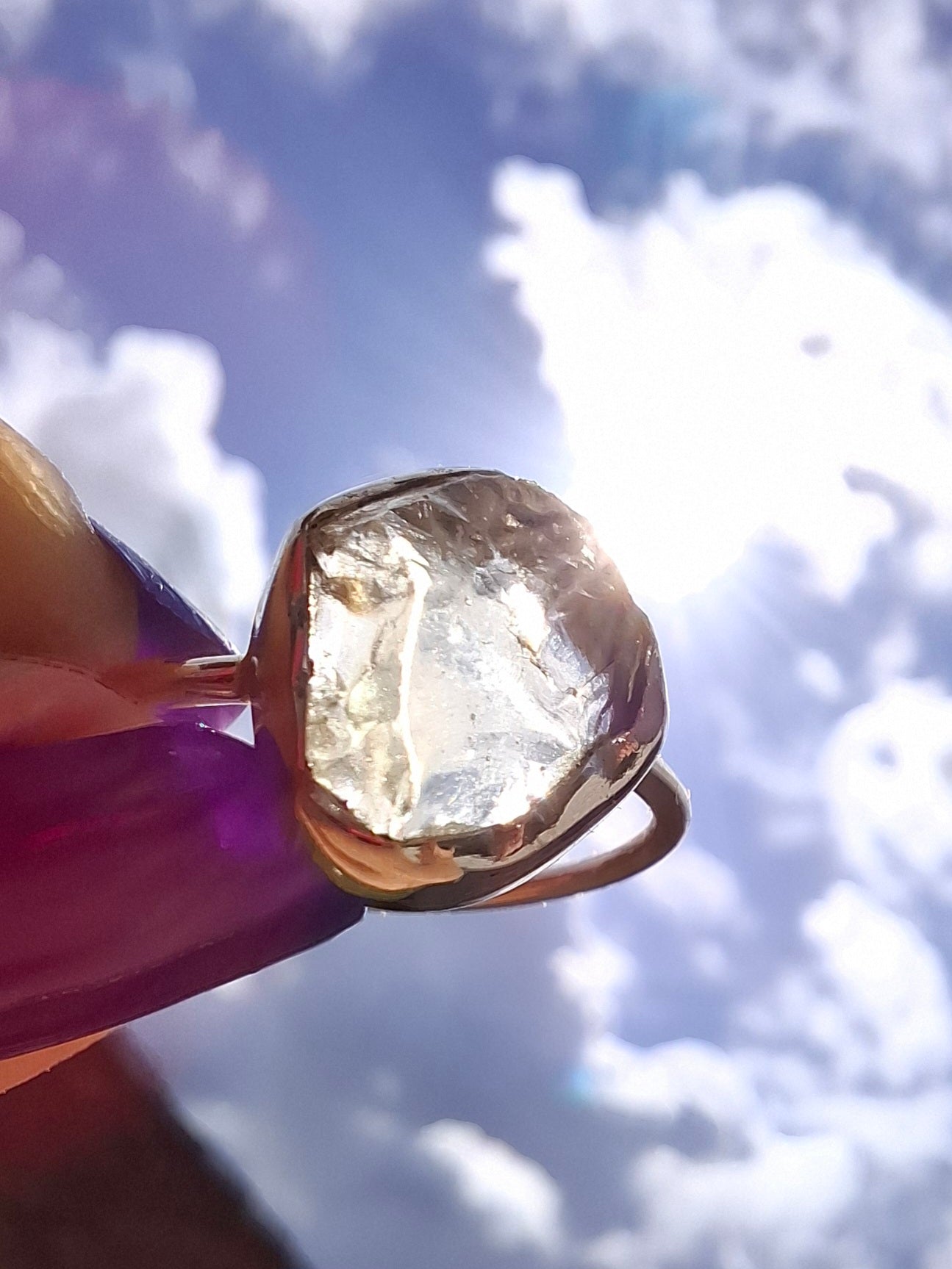 Libyan Desert Glass Ring, size large T, 925 Silver, Tektite (Ref: LR50)