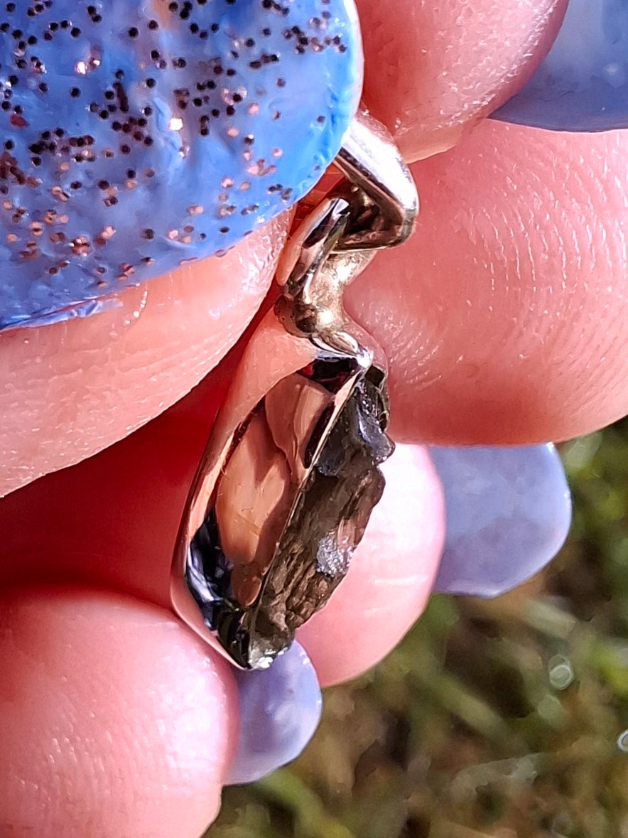 Moldavite Pendant, 925 Silver, Tektite (Ref: P48)