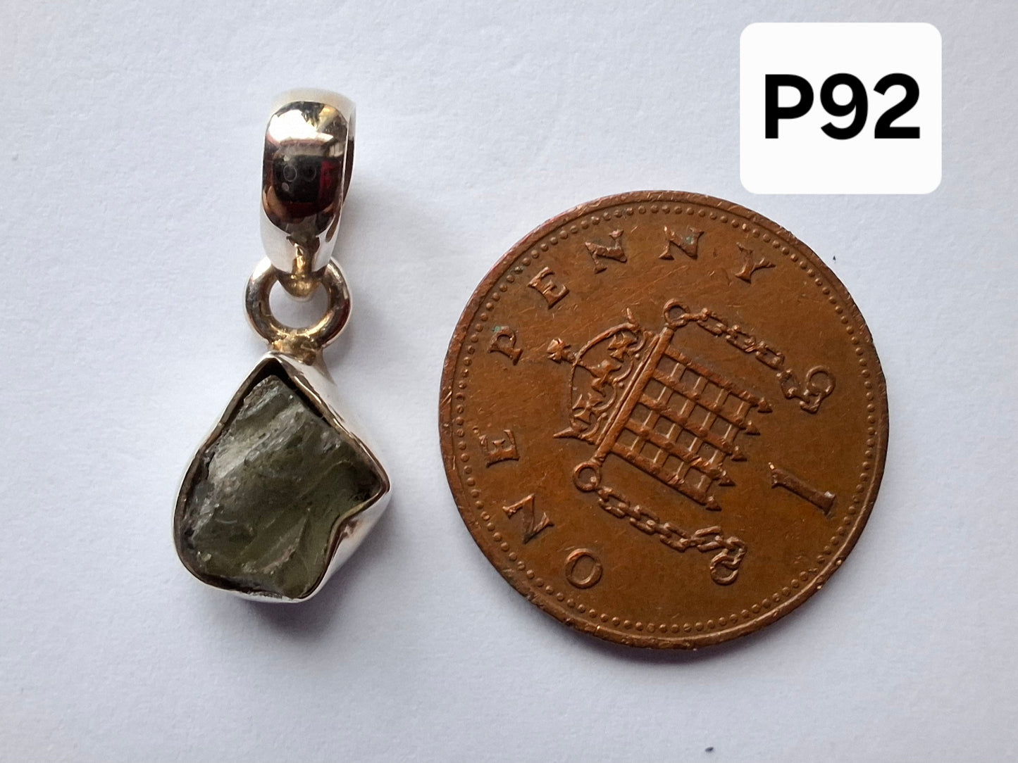 Moldavite Pendant, 925 Silver, Tektite (Ref: P92)