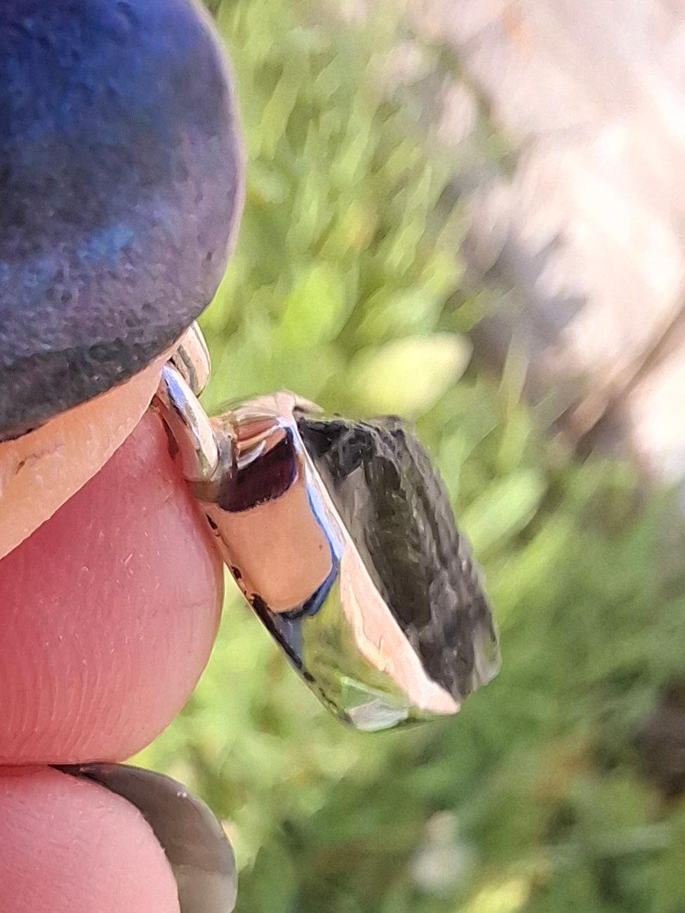 Moldavite Pendant, 925 Silver, Tektite (Ref: P13)