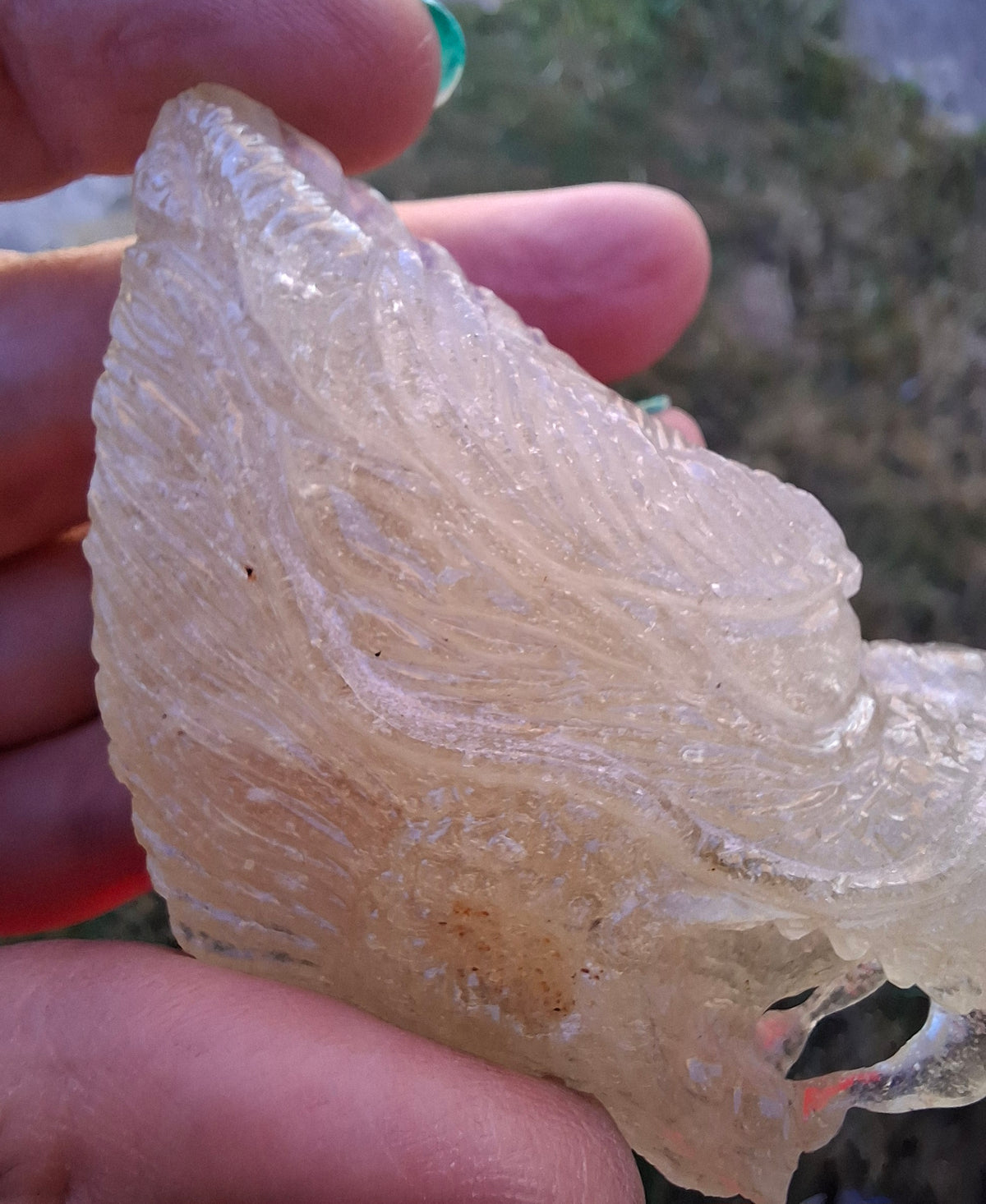 Libyan Desert Glass DRAGON HEAD Carving, 75.84g, Tektite (Ref: Dragon1)