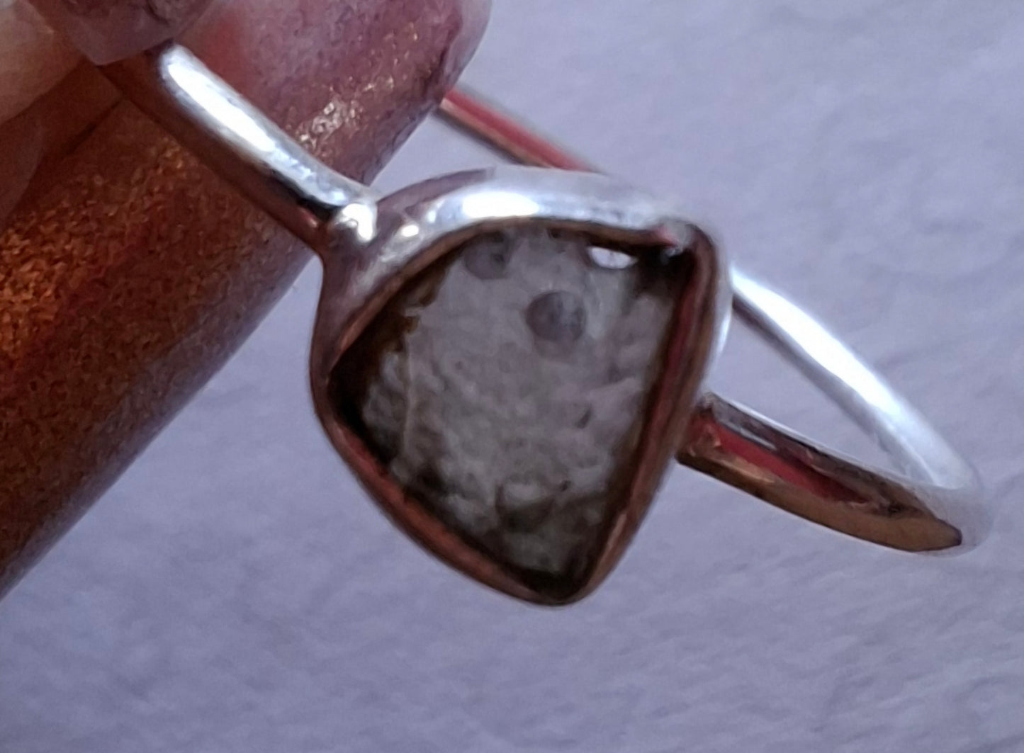 Moldavite Ring, size small S, 925 Silver, Tektite (Ref: R68)