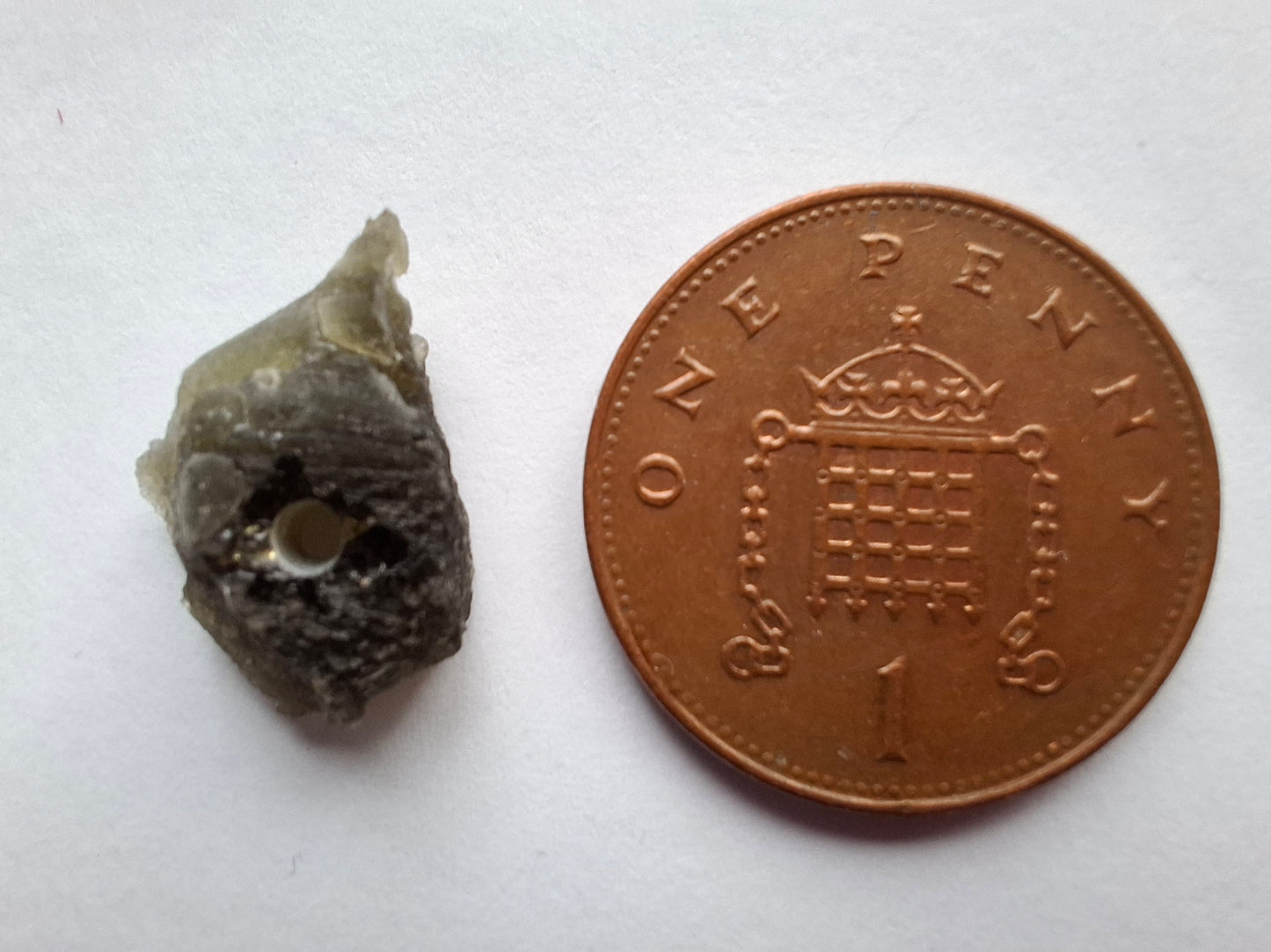 DRILLED Moldavite Piece, 0.92g, Tektite (Ref: D8)