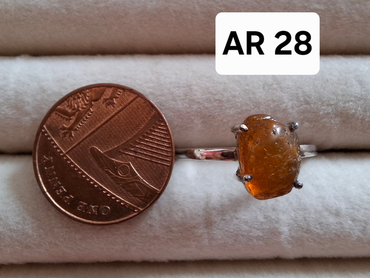 Baltic Amber Ring, size large W, 925 Silver, Fossil (Ref: AR28)