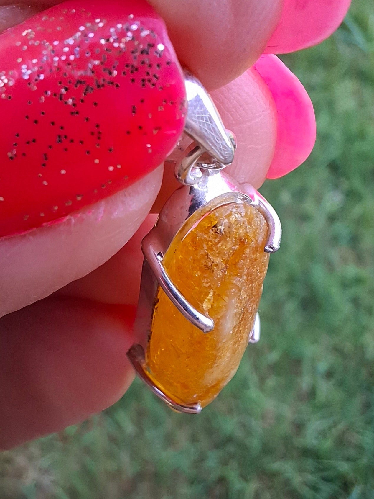 Baltic Amber Pendant, 925 Silver, Fossil (Ref: AP2)
