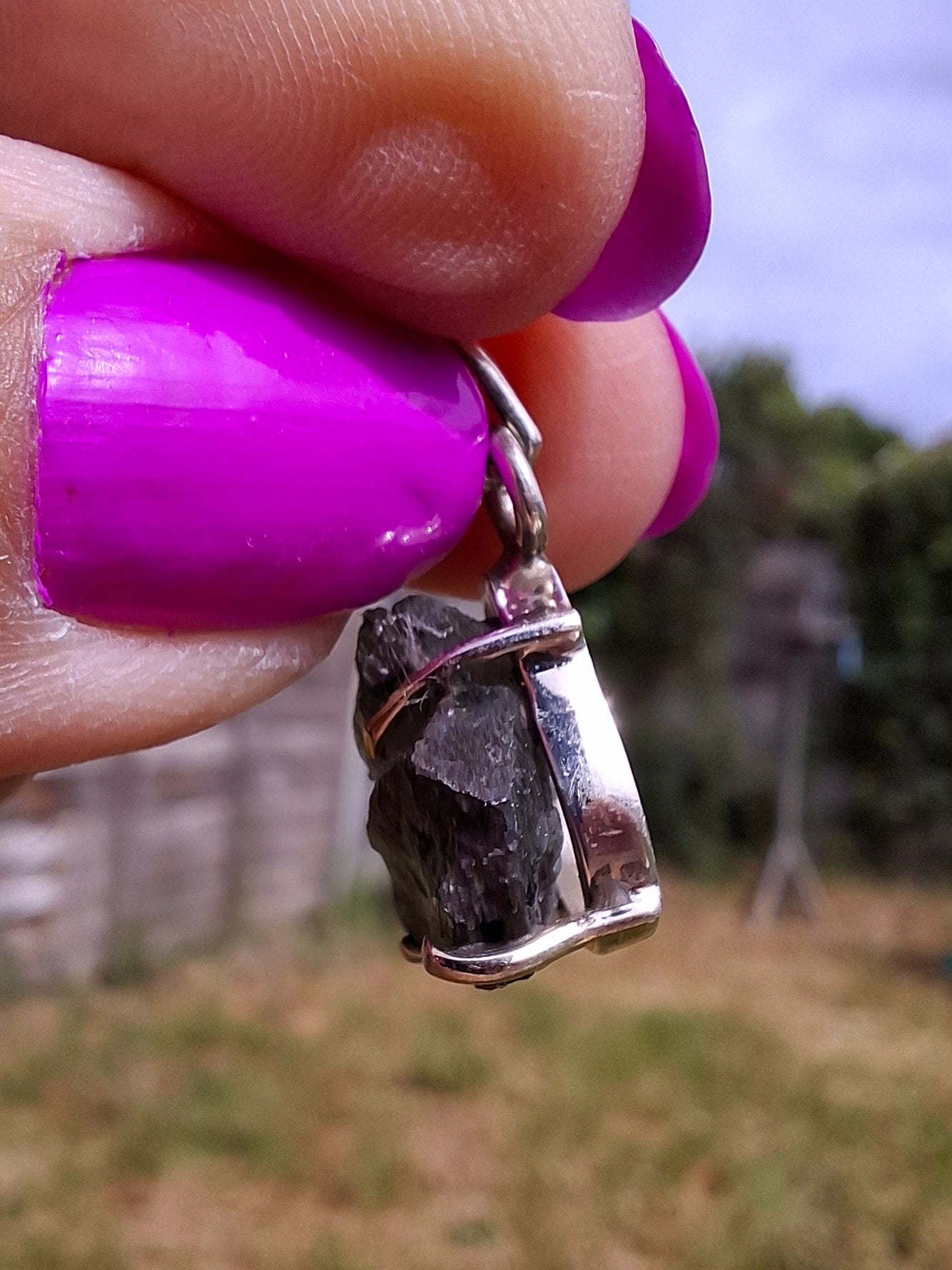 Moldavite Claw Pendant, 925 Silver, Tektite (Ref: P26)