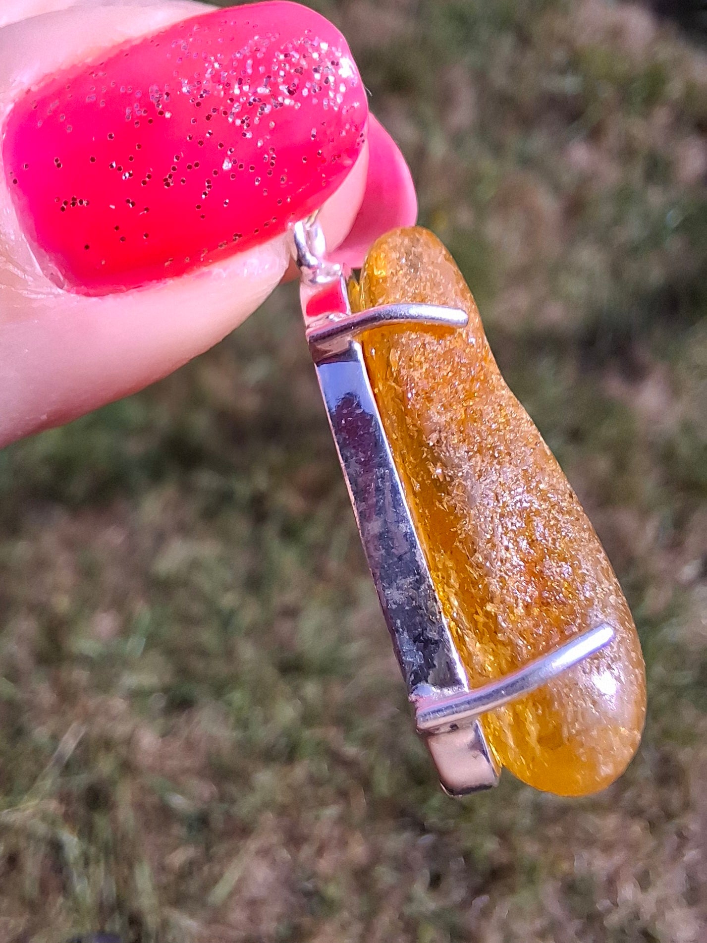 Baltic Amber Pendant, 925 Silver, Fossil (Ref: AP9)