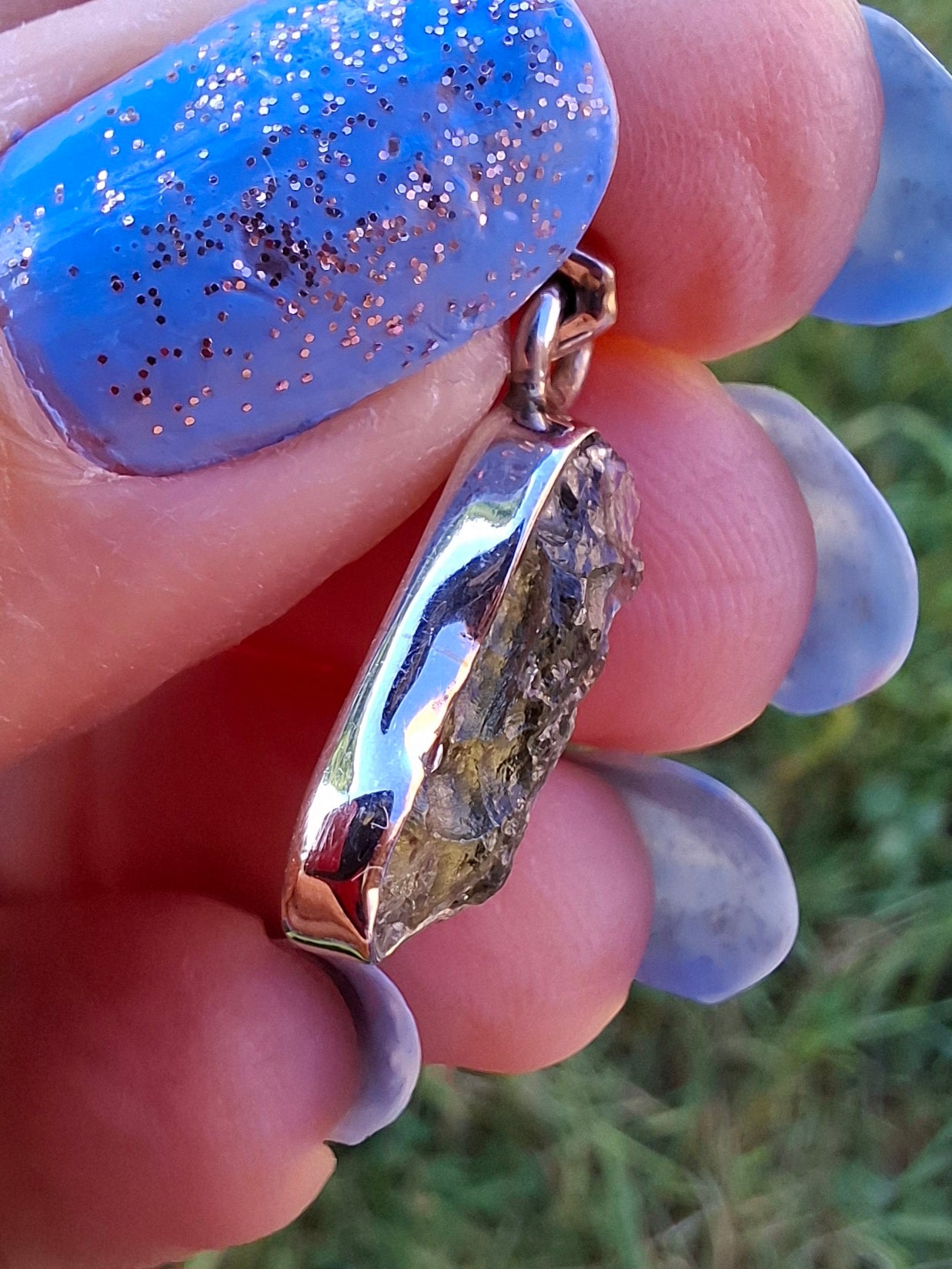 Moldavite Pendant, 925 Silver, Tektite (Ref: P94)