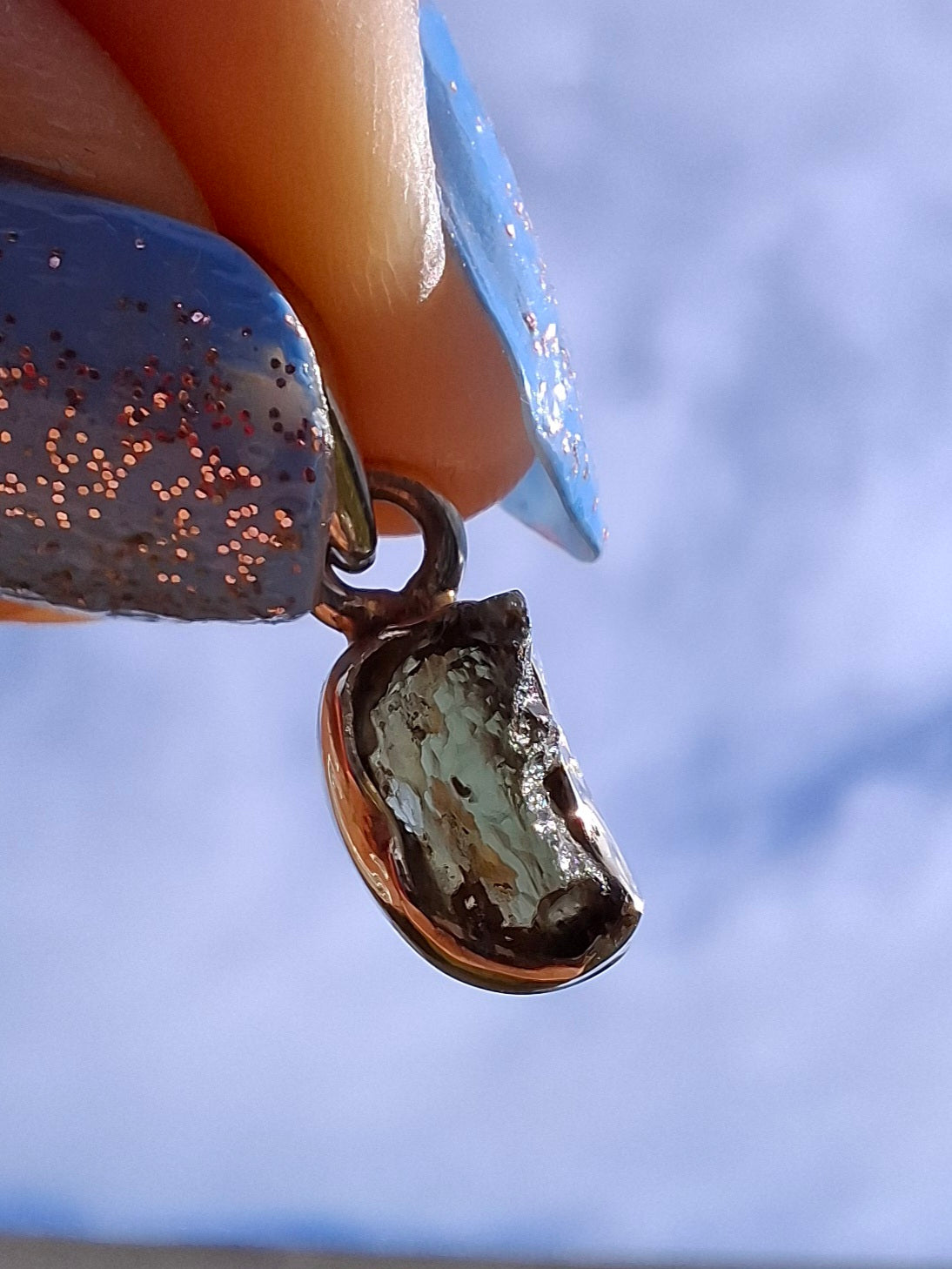 Moldavite Pendant, 925 Silver, Tektite (Ref: P39)