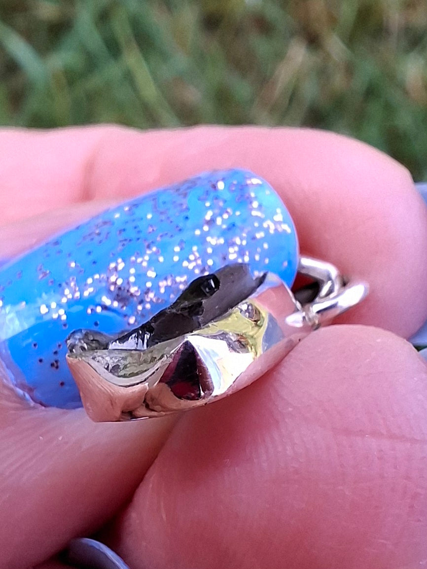 Moldavite Pendant, 925 Silver, Tektite (Ref: P30)