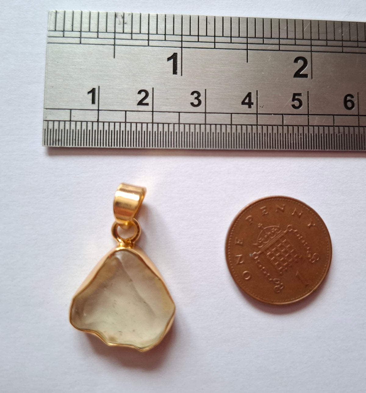 Libyan Desert Glass Pendant, 14K GOLD Plated, Tektite (Ref: LP125)