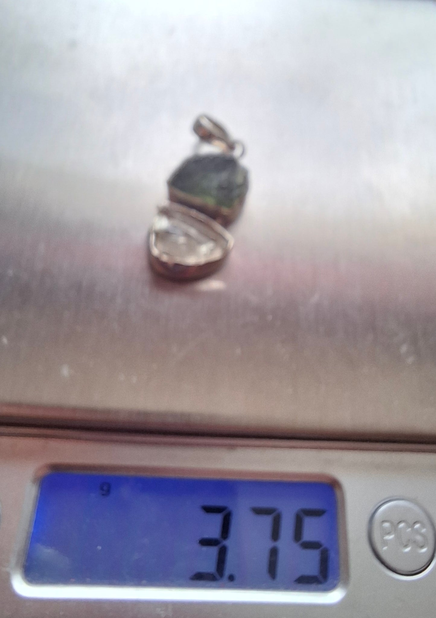 Moldavite & Libyan Desert Glass Pendant, 925 Silver, Tektite (Ref: MLP17)