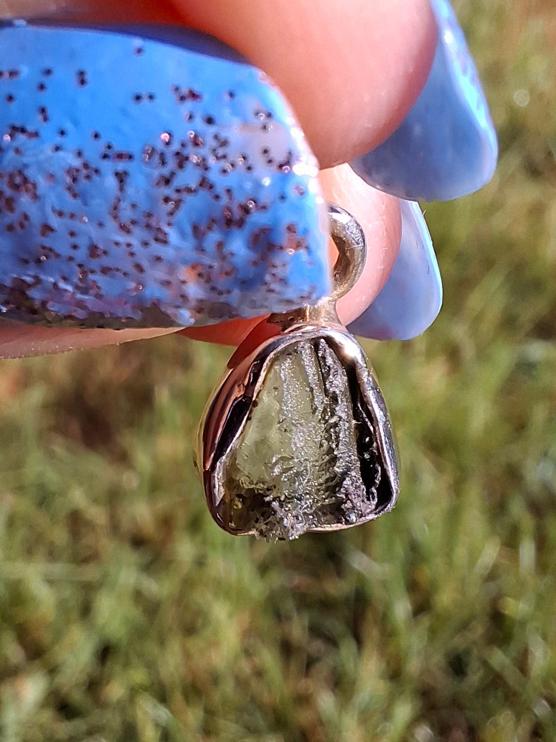 Moldavite Pendant, 925 Silver, Tektite (Ref: P55)