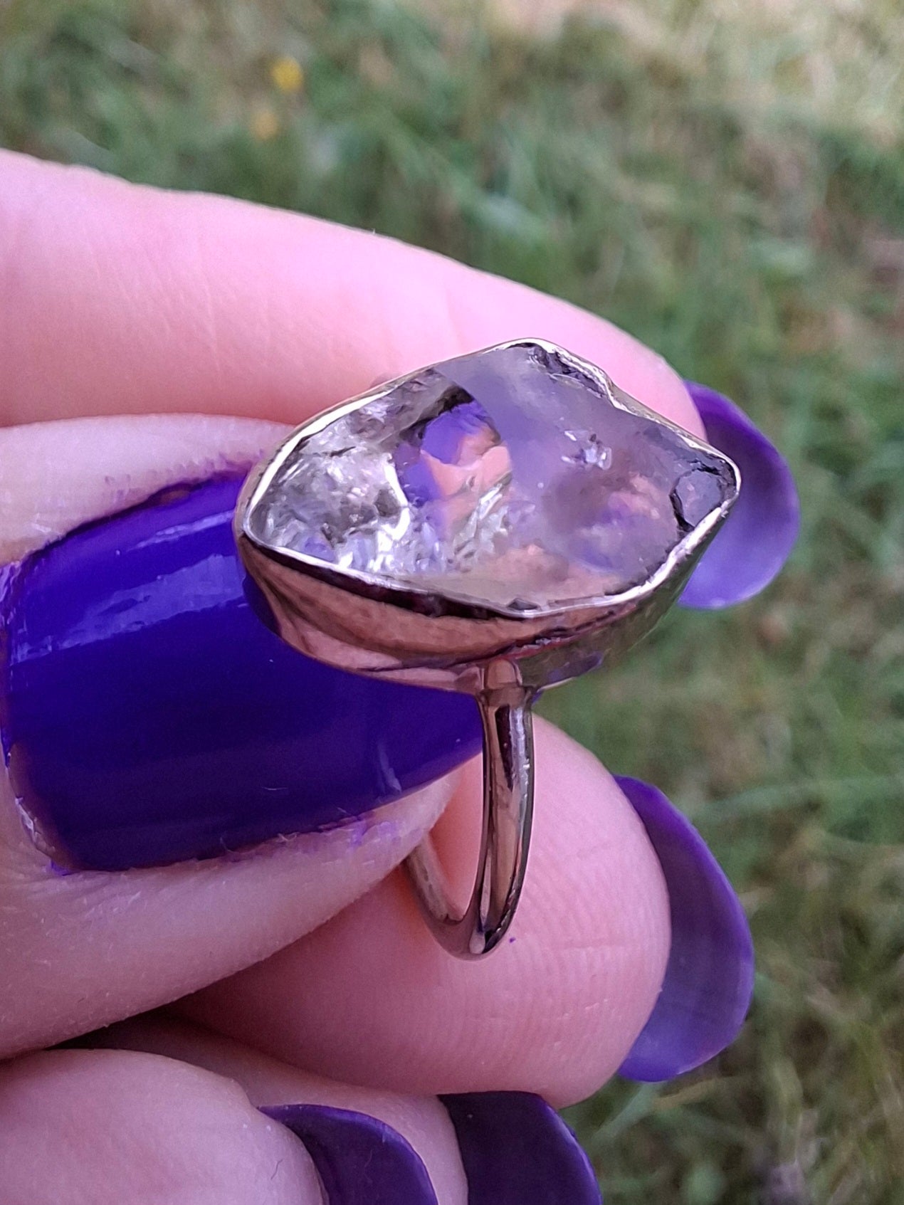 Libyan Desert Glass Ring, size J, 925 Silver, Tektite (Ref: LR6)