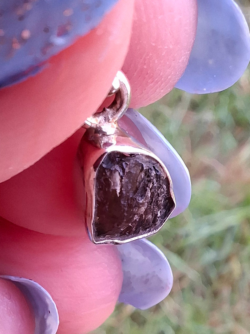 Moldavite Pendant, 925 Silver, Tektite (Ref: P40)