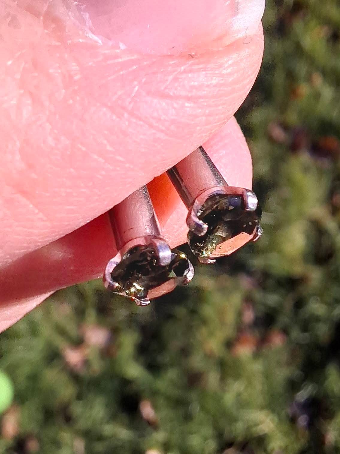 Moldavite (faceted) PLUGS, 5mm, 4G, Surgical Steel, Tektite (Ref: Plug1)