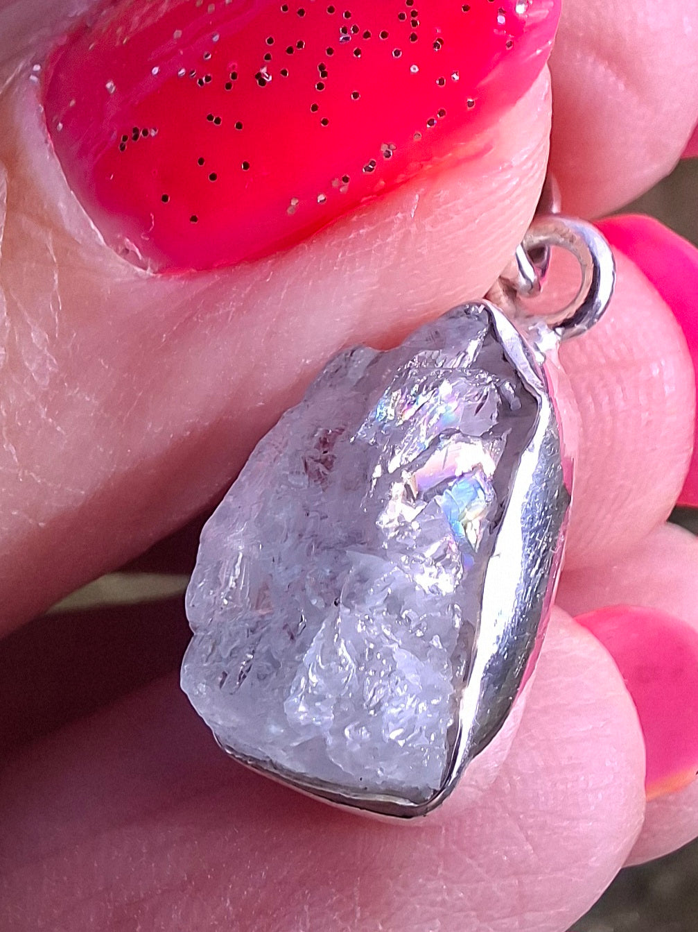 Aquamarine Pendant, 925 Silver, Crystal 🌈 (Ref: AQ4)