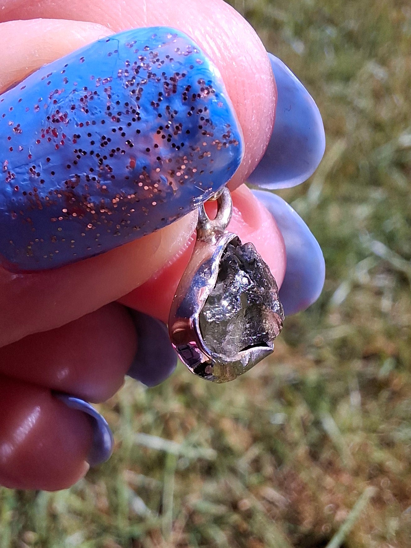 Moldavite Pendant, 925 Silver, Tektite (Ref: P68)