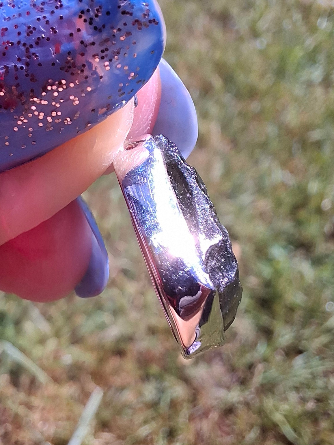 Moldavite Pendant, 925 Silver, Tektite (Ref: P79)