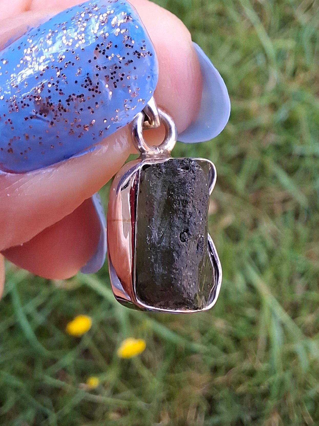 Moldavite Pendant, 925 Silver, Tektite (Ref: P31)