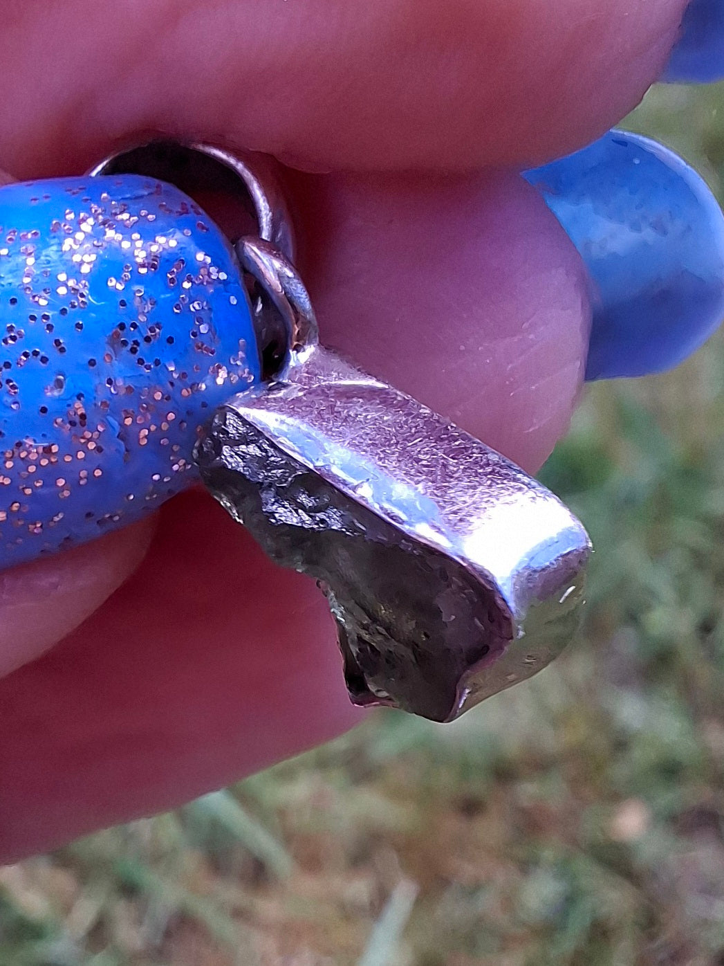 Moldavite Pendant, 925 Silver, Tektite (Ref: P74)