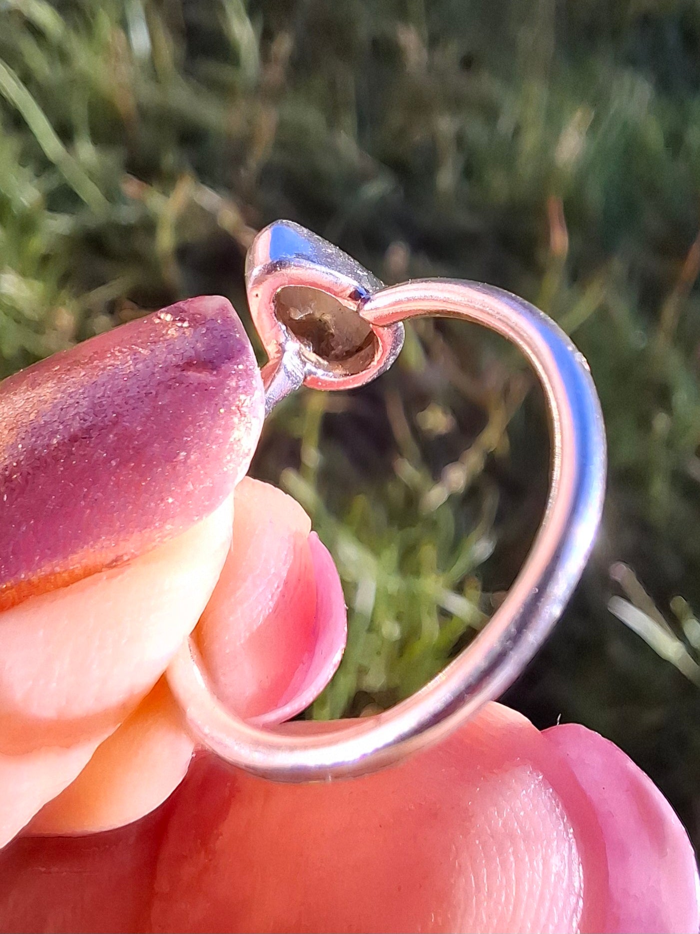 Moldavite Ring, size large K/small L, 925 Silver, Tektite (Ref: R58)