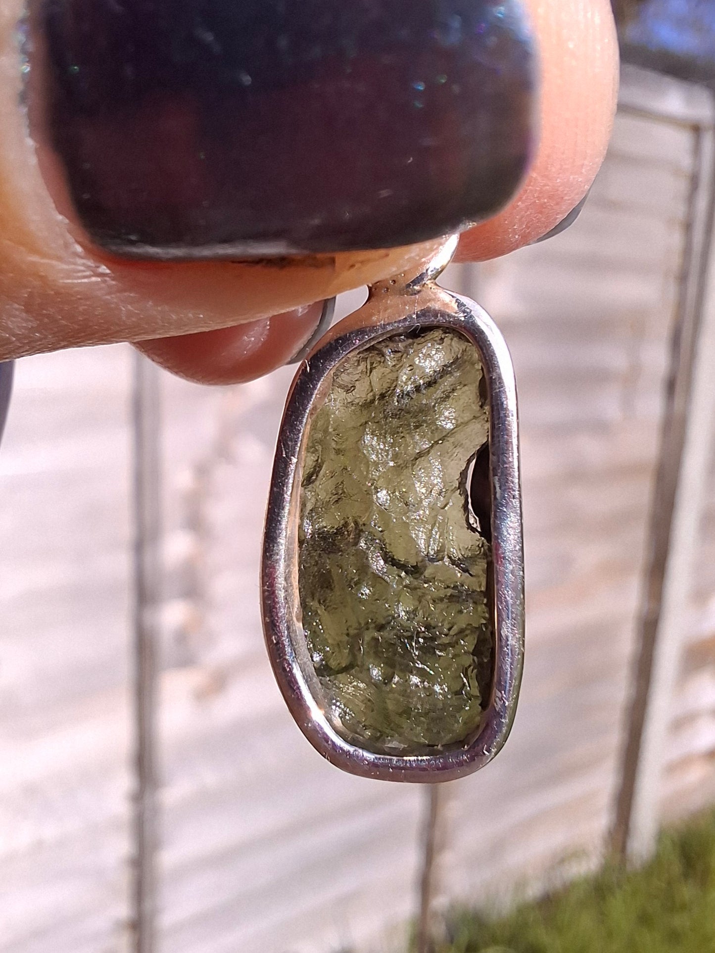 Moldavite Pendant, 925 Silver, Tektite (Ref: P16)