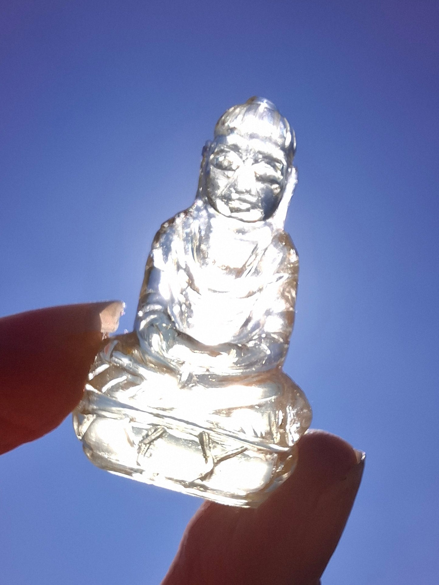 Libyan Desert Glass BUDDHA carving, 7.26g, Tektite (Ref: LDG B1)