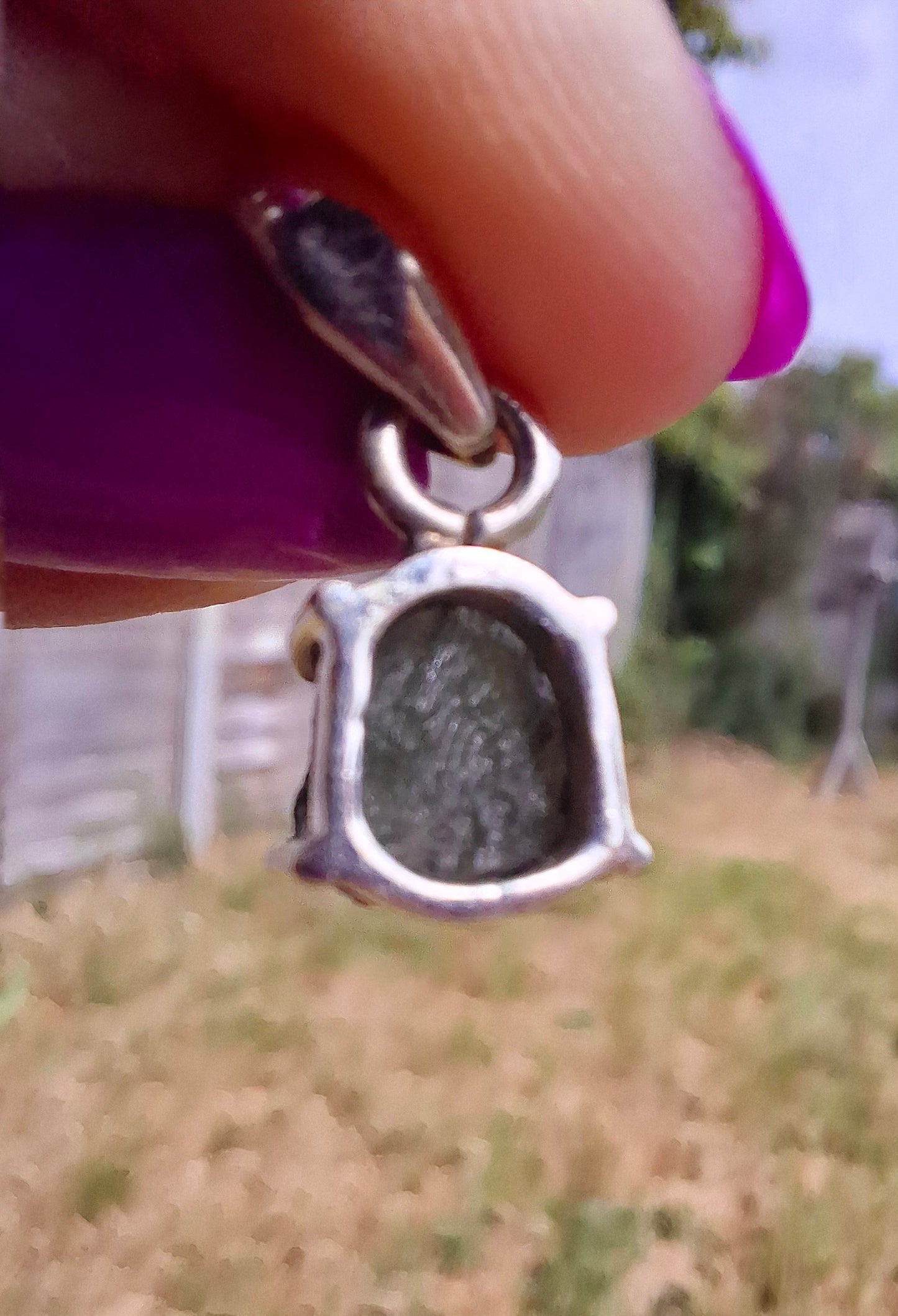 Moldavite Claw Pendant, 925 Silver, Tektite (Ref: P17)