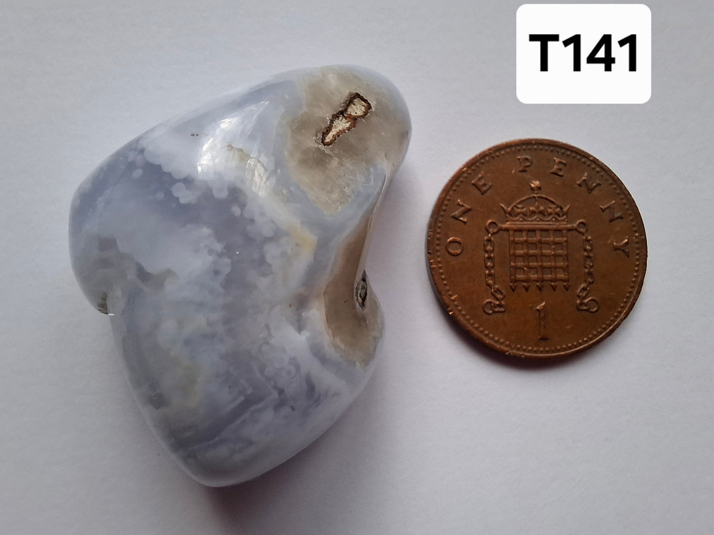 Blue Lace Agate, Tumble Stone, Crystal (Ref: T141)