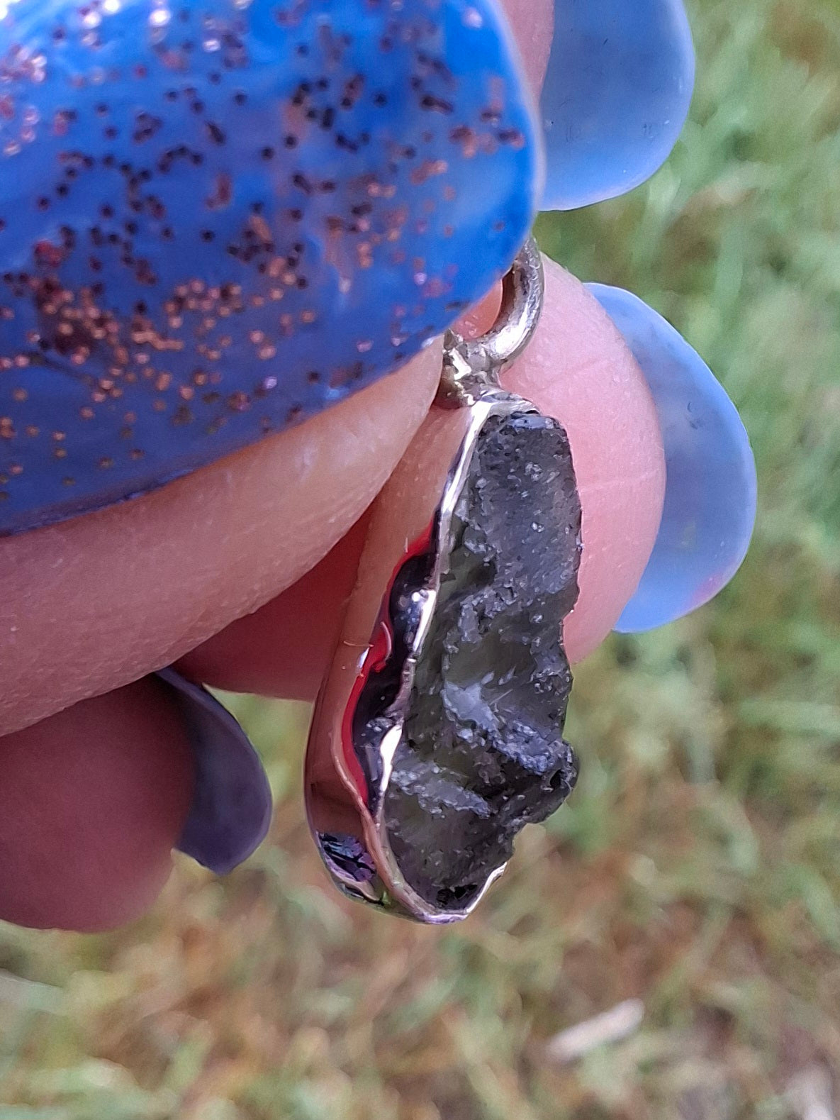 Moldavite Pendant, 925 Silver, Tektite (Ref: P73)
