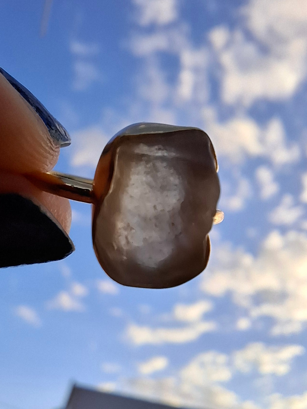 Libyan Desert Glass Ring, 14K GOLD Plated, size large N, Tektite (Ref: LR79)