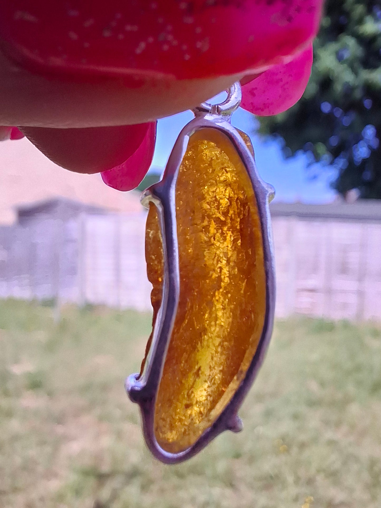 Baltic Amber Pendant, 925 Silver, Fossil (Ref: AP3)