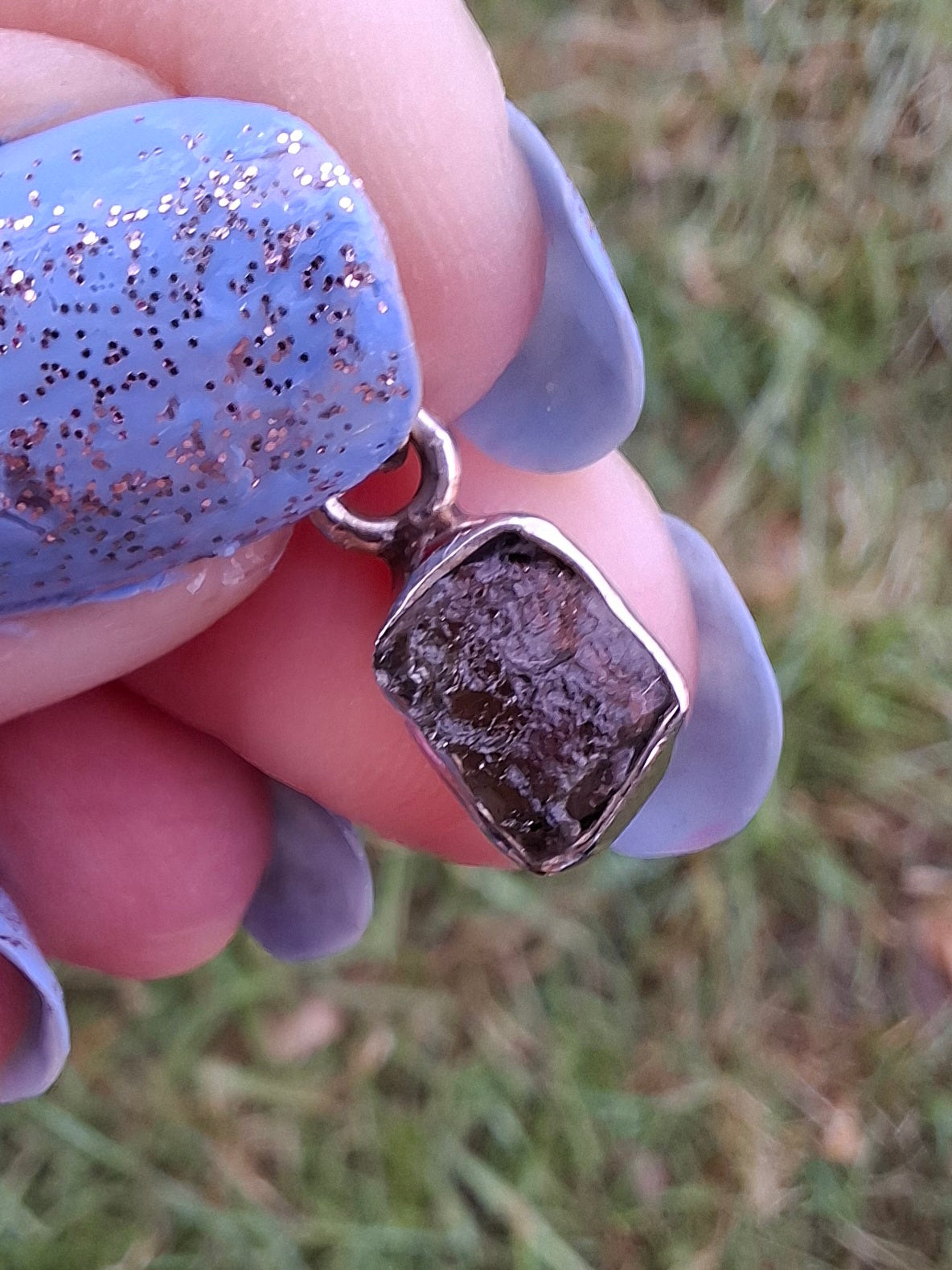 Moldavite Pendant, 925 Silver, Tektite (Ref: P61)